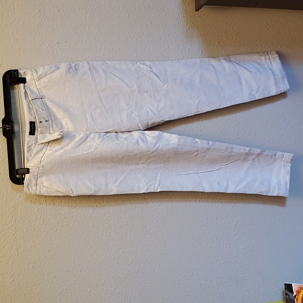 Cream satin ankle pants